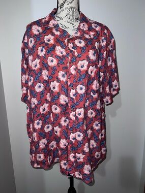 UNTUCKIT 100% Linen Floral Short Sleeve Shirt Men’s XXXL Red Blue Tropical